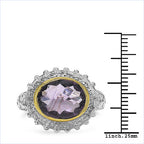 Two Tone Plated 4.36 Carat Genuine Amethyst & White Topaz .925 Sterling Silver Ring