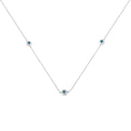 Sterling Silver Treated Blue Color Diamond Station Necklace (1/2 cttw, Blue Color, I2-I3 Clarity)