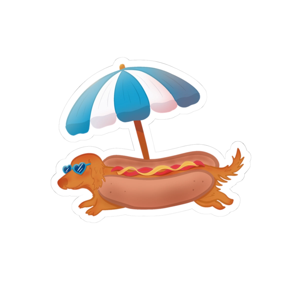 Dachshund Hot Dog Sticker | Summer Beach Pup Kiss-Cut Decal