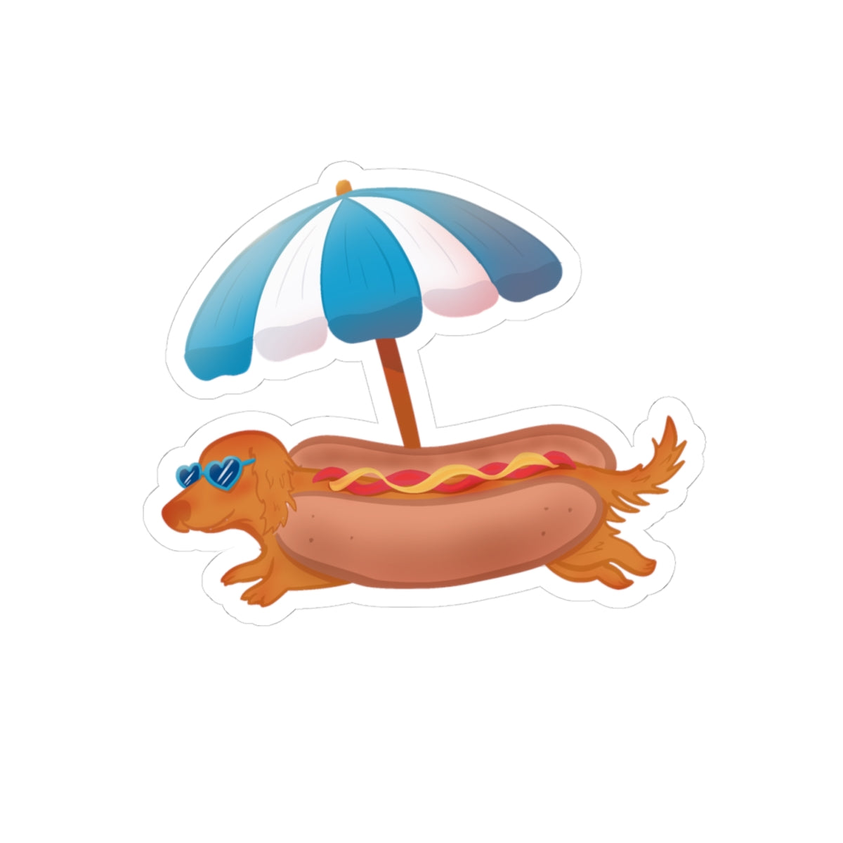 Dachshund Hot Dog Sticker | Summer Beach Pup Kiss-Cut Decal