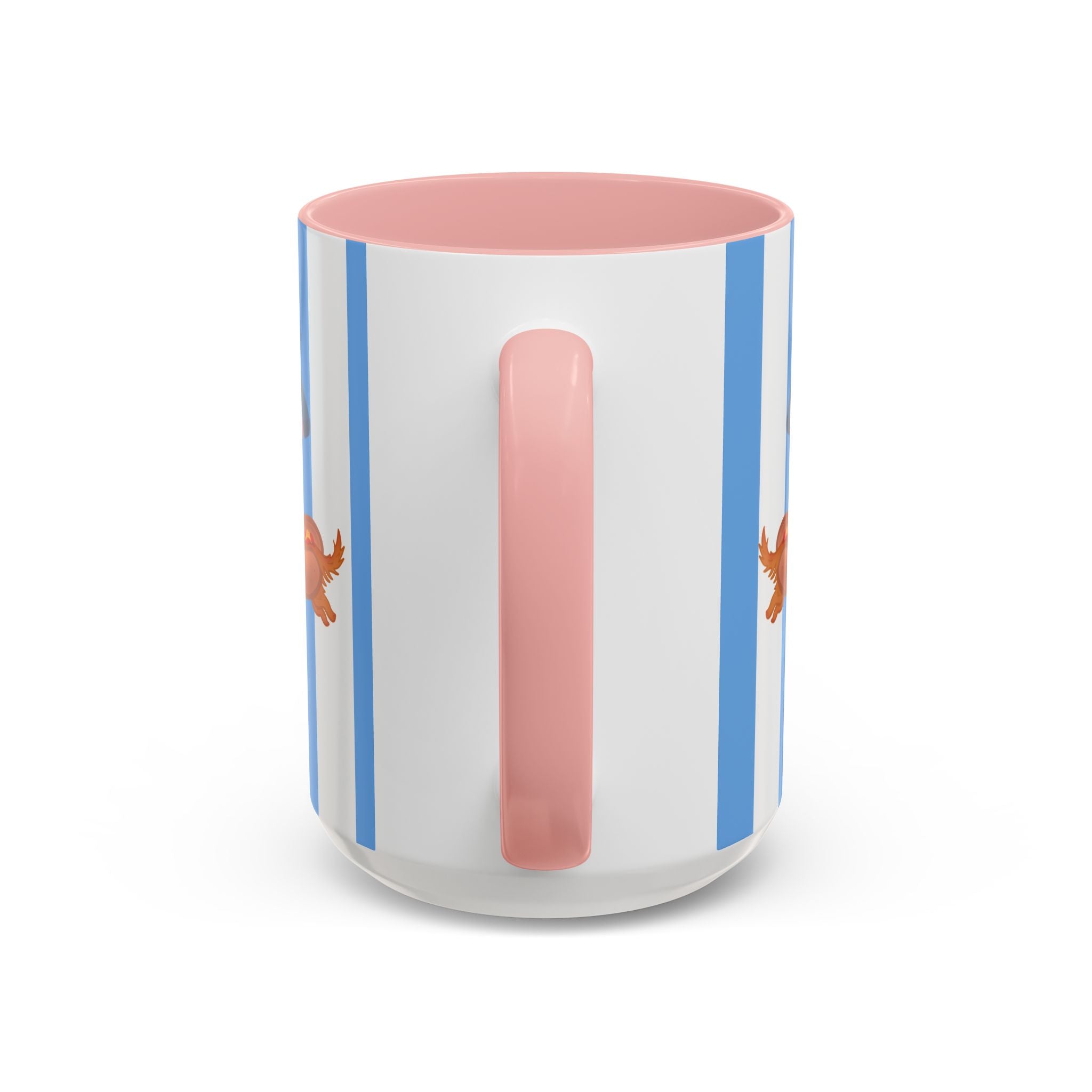 Hot Dog Dachshund Coffee Mug | Cute Wiener Dog with Beach Umbrella on Blue Stripes (11/15oz)