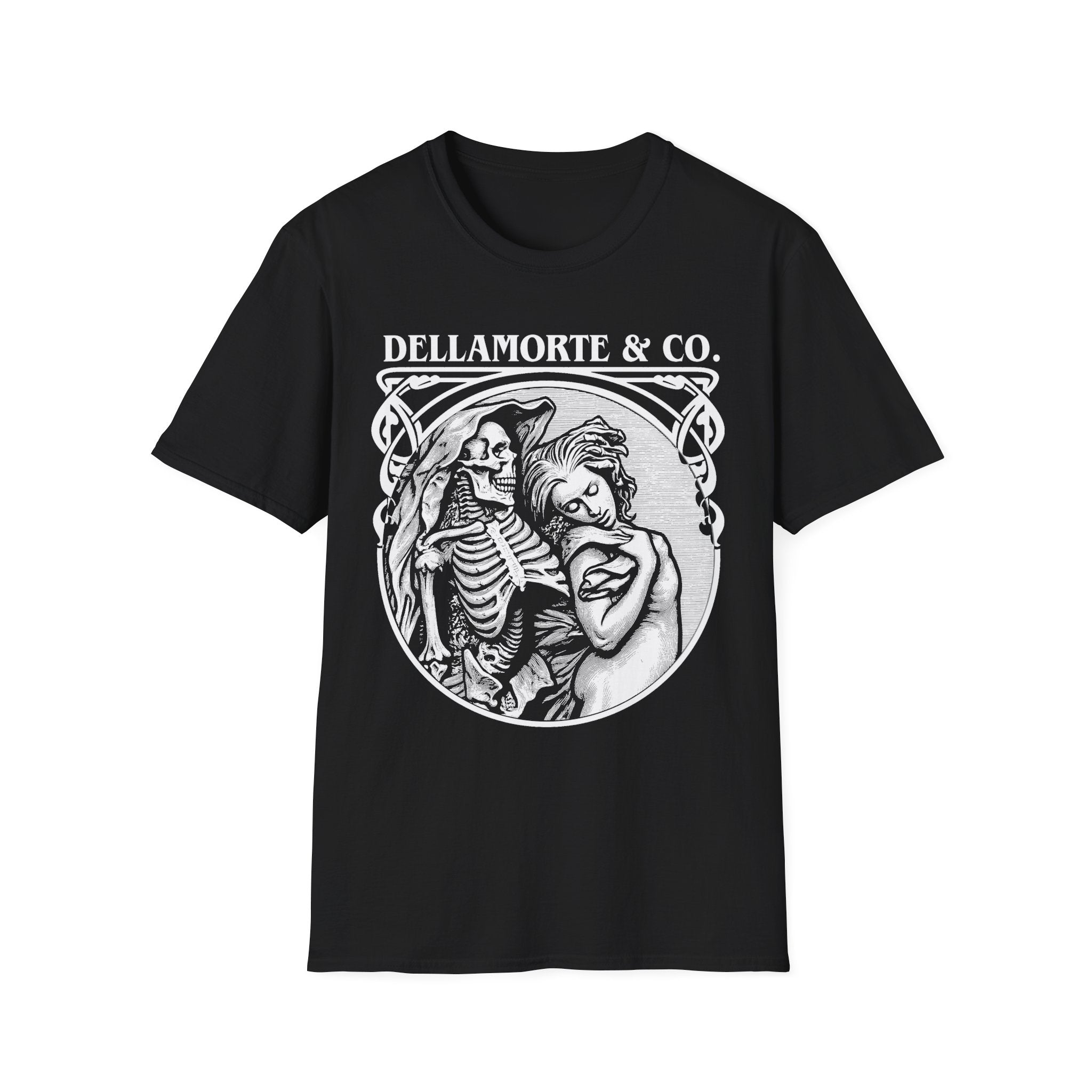 Death and the Maiden Shirt | Gothic Grim Reaper T-Shirt | Dellamorte Dark Academia Tee | Macabre Romance | Occult Halloween Apparel Black