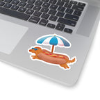 Dachshund Hot Dog Sticker | Summer Beach Pup Kiss-Cut Decal