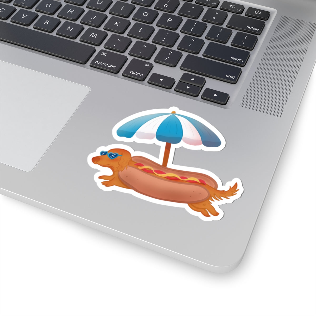 Dachshund Hot Dog Sticker | Summer Beach Pup Kiss-Cut Decal