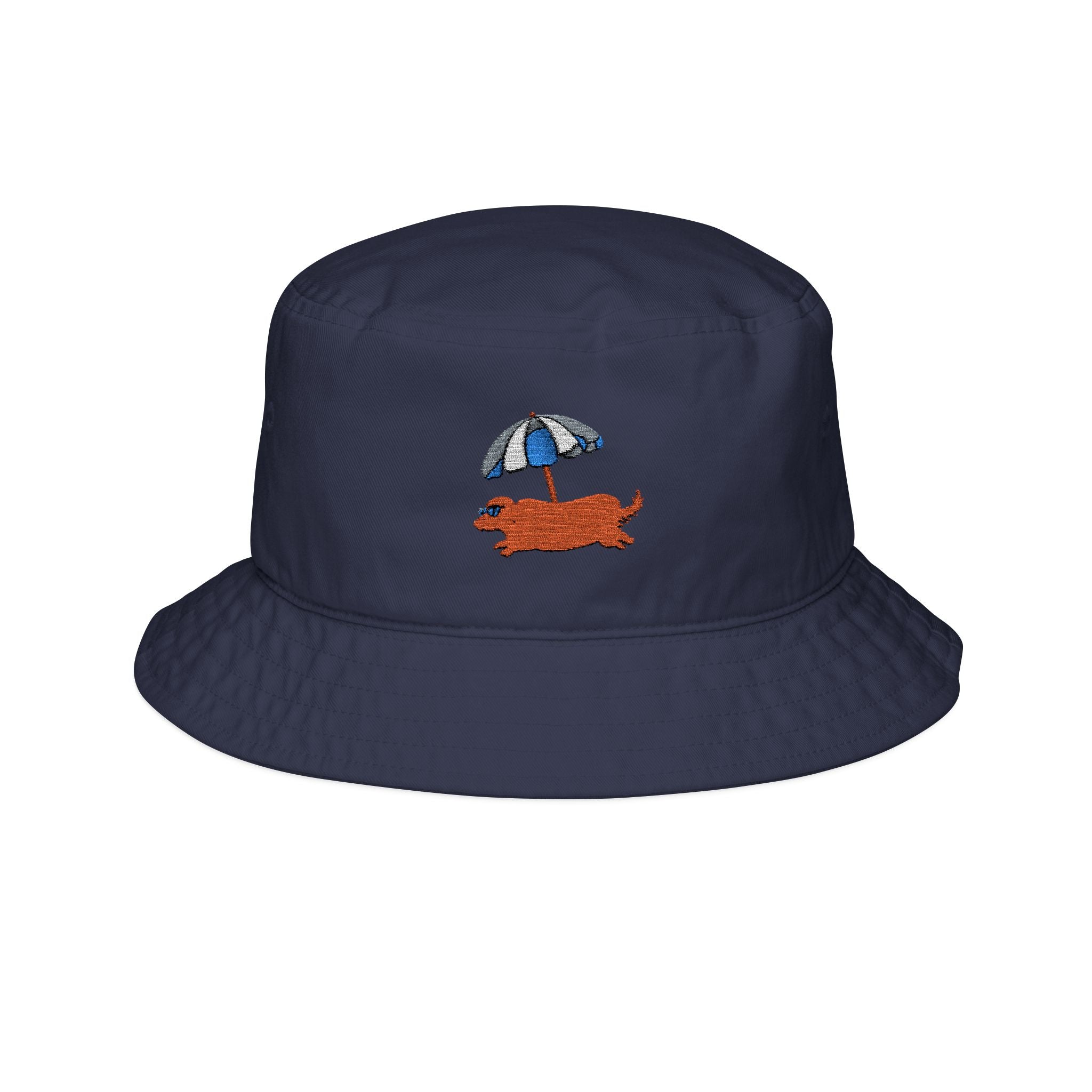Embroidered Beach Dachshund Bucket Hat — Cute Summer Umbrella Dog Cap
