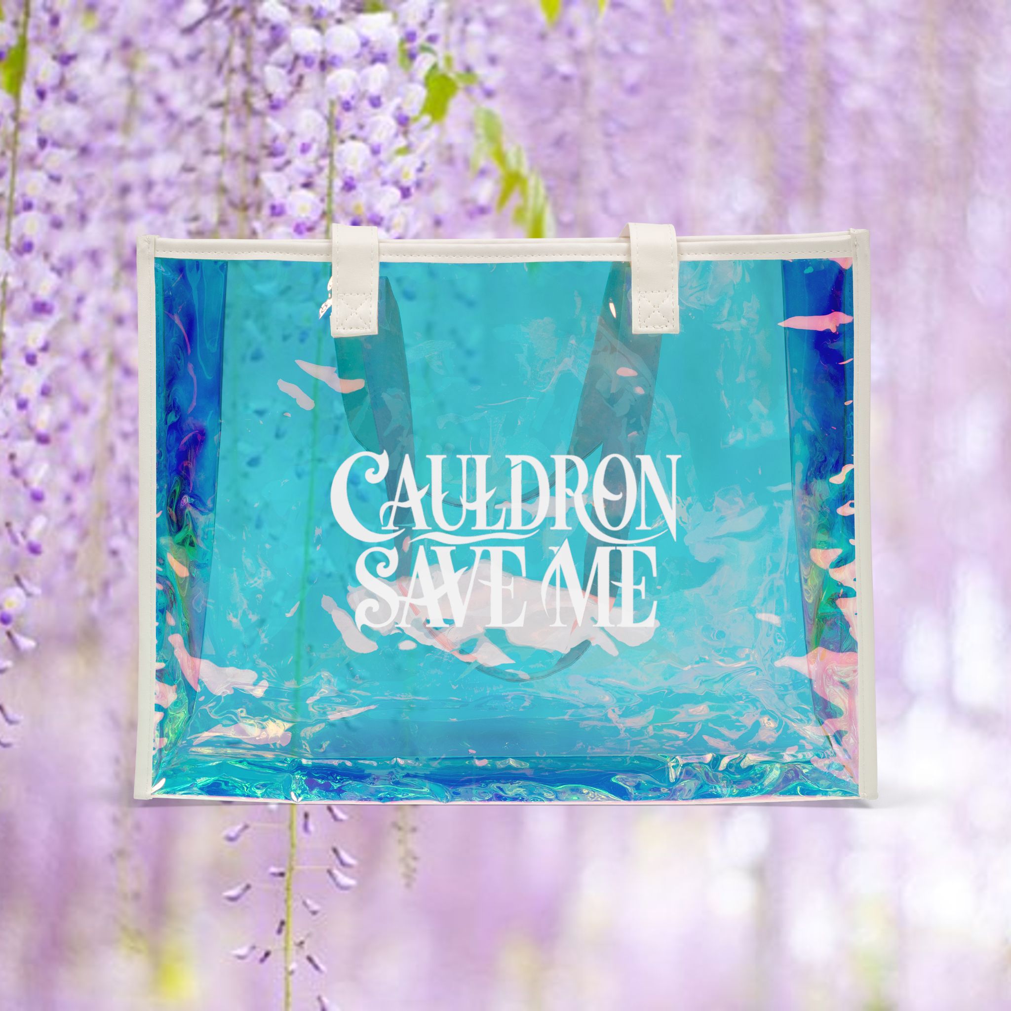 Cauldron Save Me Holographic Beach Tote Bag