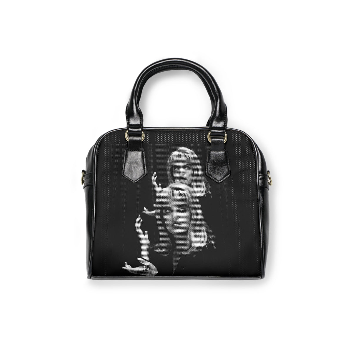 Shoulder Handbag — 'Who Killed Laura Palmer?' Retro Twin Portrait Noir Purse 9.45" x 8.27" Black