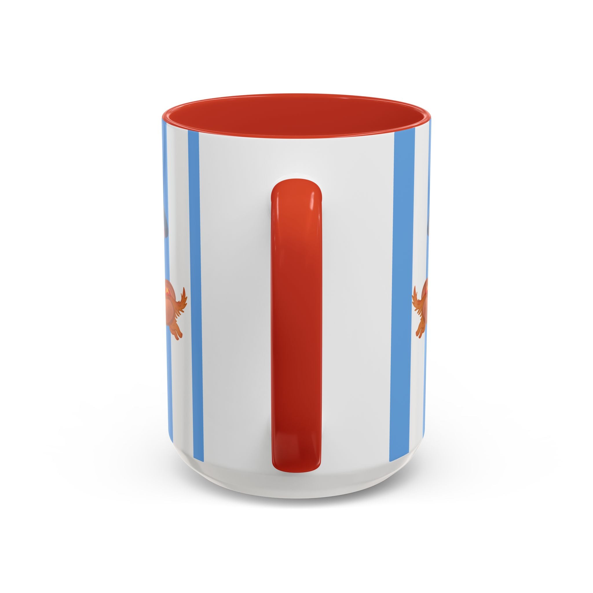 Hot Dog Dachshund Coffee Mug | Cute Wiener Dog with Beach Umbrella on Blue Stripes (11/15oz)
