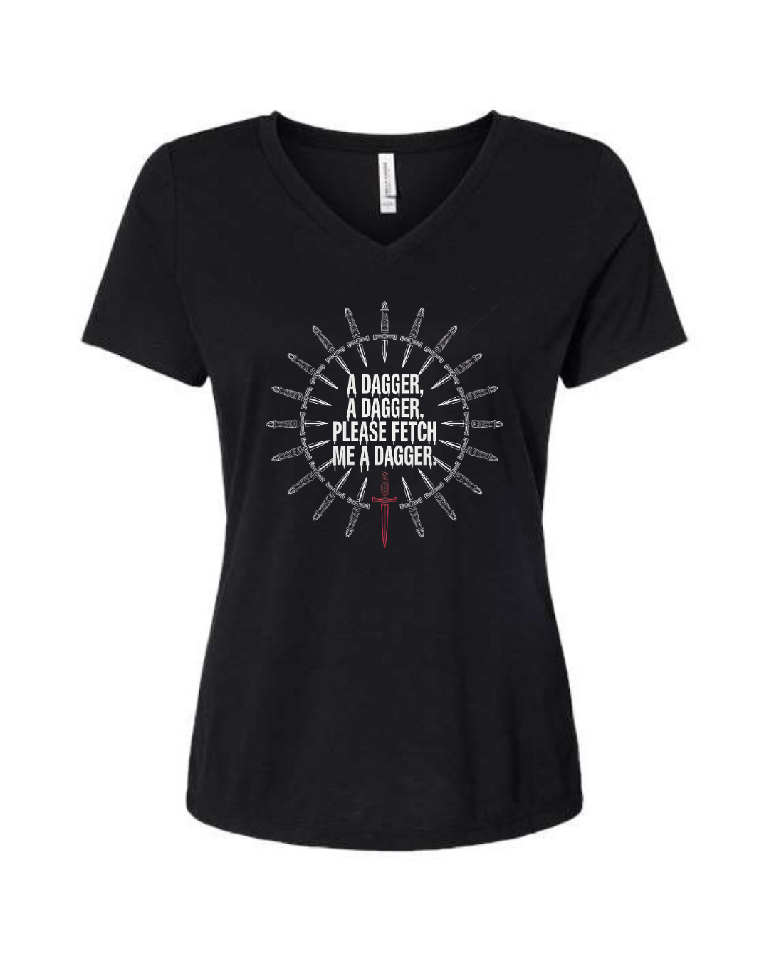 Please Fetch Me a Dagger V-Neck Charcoal Black TriBlend