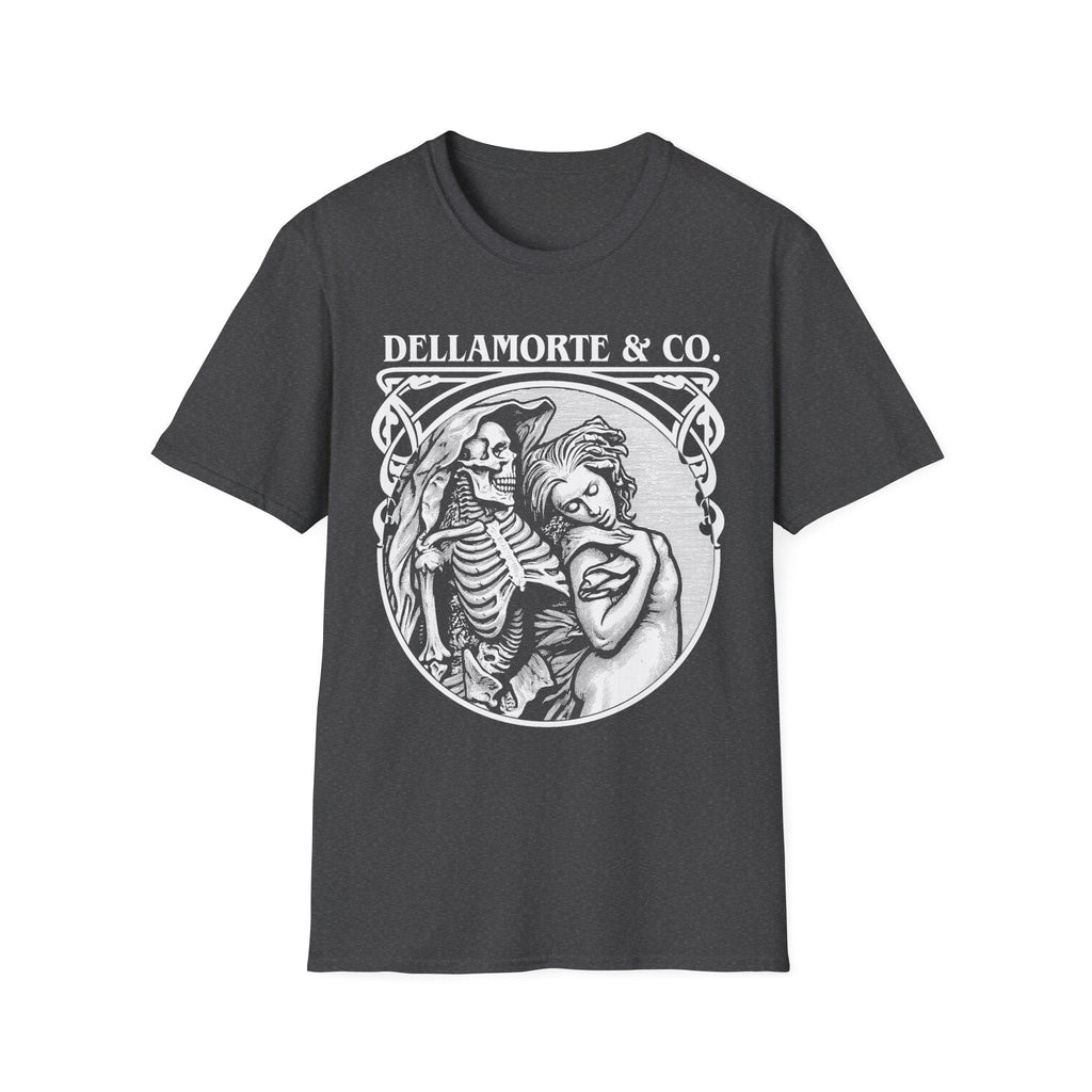 Death and the Maiden Shirt | Gothic Grim Reaper T-Shirt | Dellamorte Dark Academia Tee | Macabre Romance | Occult Halloween Apparel Dark Heather