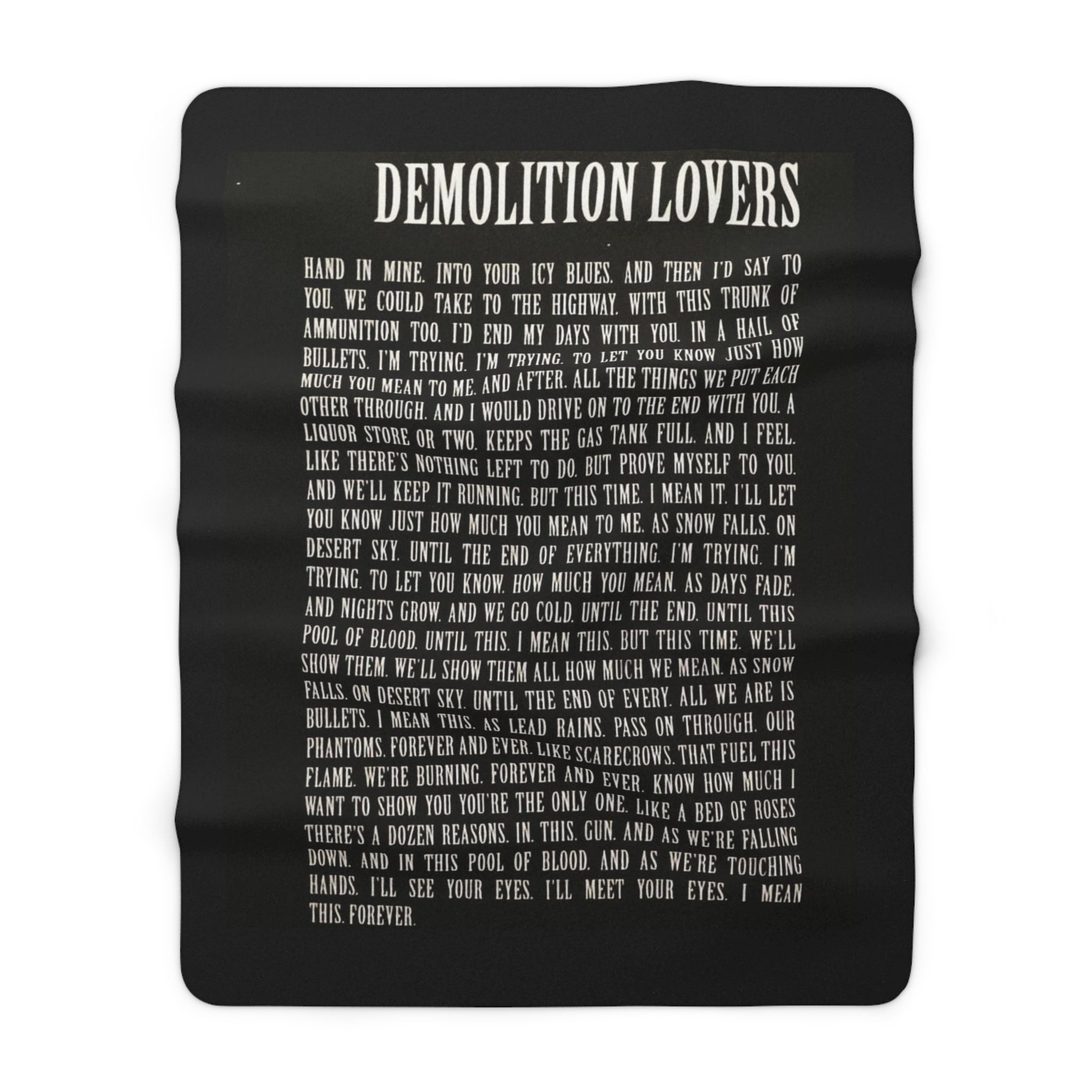 Sherpa Blanket with Demolition Lovers Lyric Print