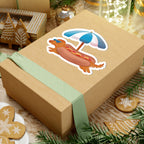 Dachshund Hot Dog Sticker | Summer Beach Pup Kiss-Cut Decal