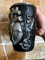 Anatomical Heart Mug, Hand Sculpted Resin Gothic Art Mug with Stainless Steel Liner| Spooky Heart Mug, Halloween Gift and Gothic Home Decor
