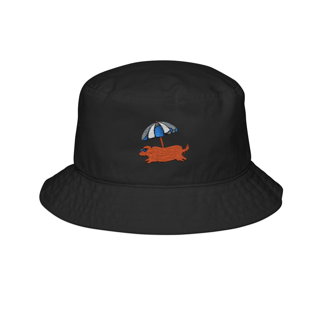 Embroidered Beach Dachshund Bucket Hat — Cute Summer Umbrella Dog Cap