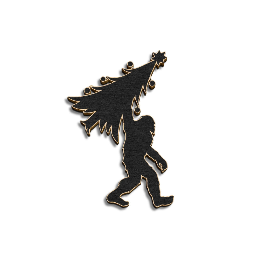 Bigfoot Christmas Tree Wooden Ornament 3.54" x 3.54"