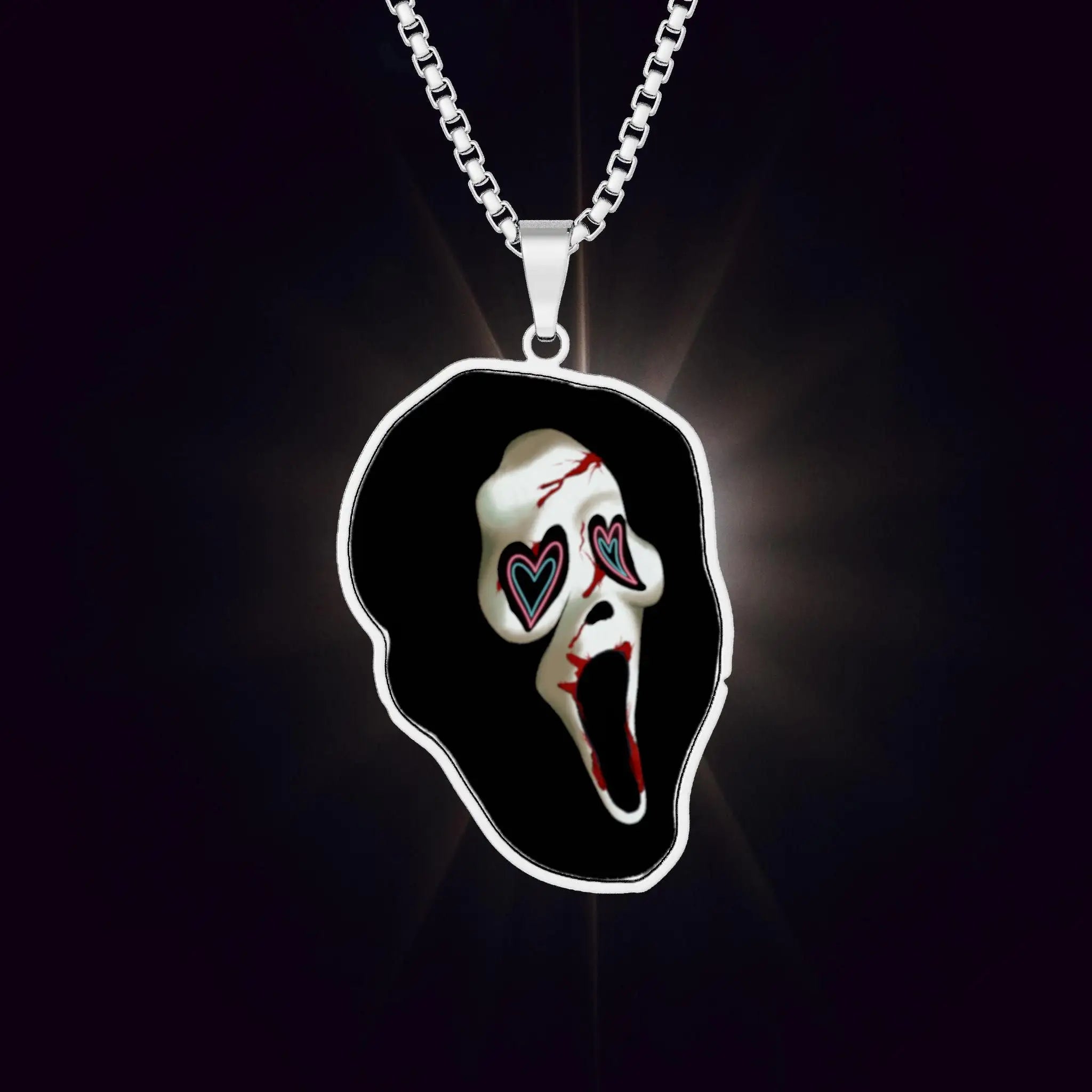 Ghost Scream Pendant Necklace 1'' x 1'' Stainless Steel