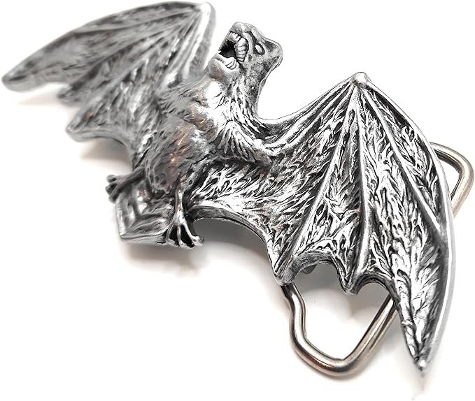 Generic Fanged Flying Bat Metal Gothic/Fantasy Black Belt Buckle