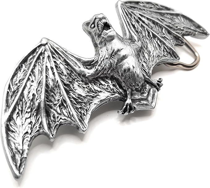 Generic Fanged Flying Bat Metal Gothic/Fantasy Black Belt Buckle