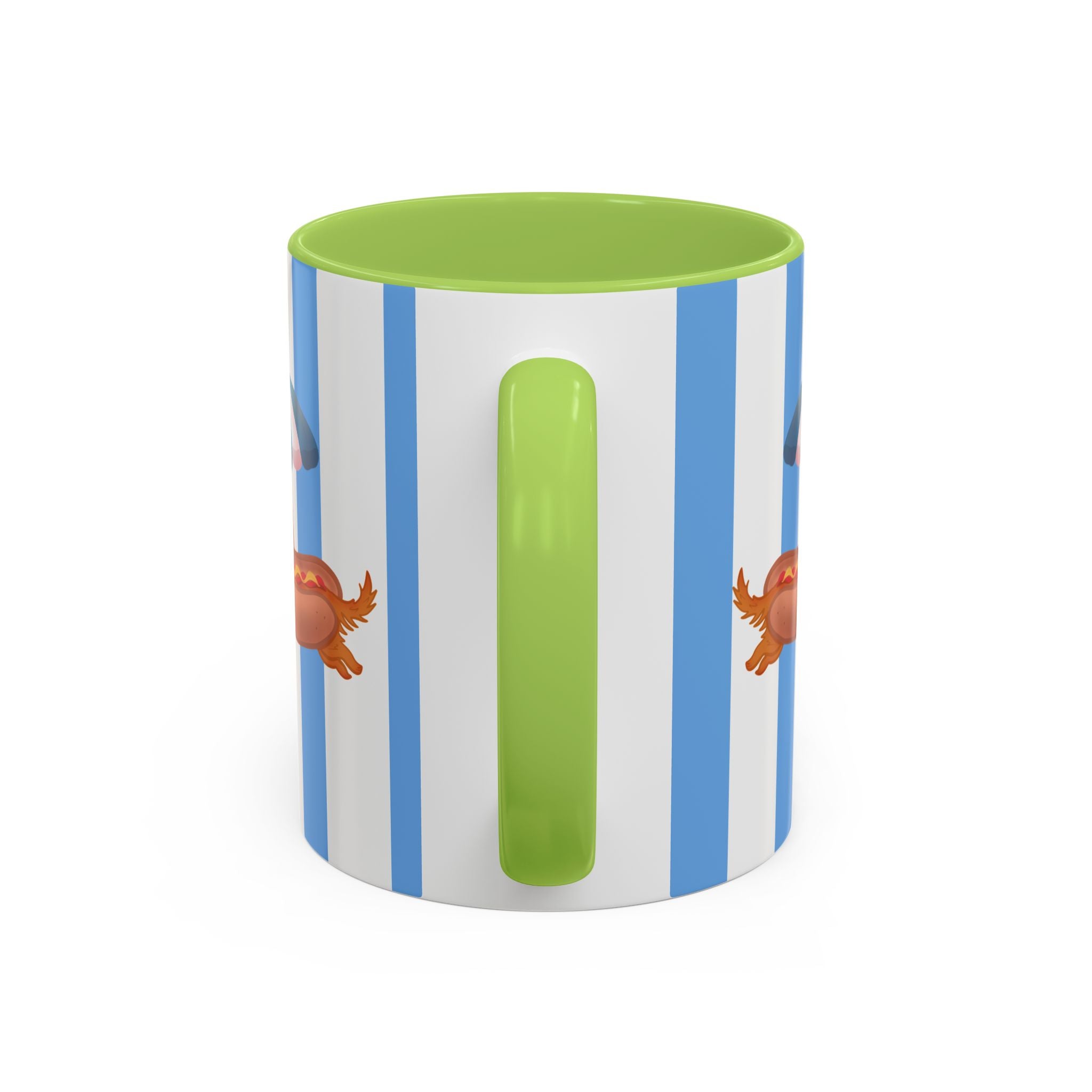 Hot Dog Dachshund Coffee Mug | Cute Wiener Dog with Beach Umbrella on Blue Stripes (11/15oz)