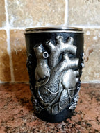 Anatomical Heart Mug, Hand Sculpted Resin Gothic Art Mug with Stainless Steel Liner| Spooky Heart Mug, Halloween Gift and Gothic Home Decor