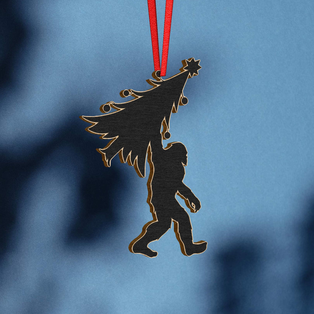 Bigfoot Christmas Tree Wooden Ornament