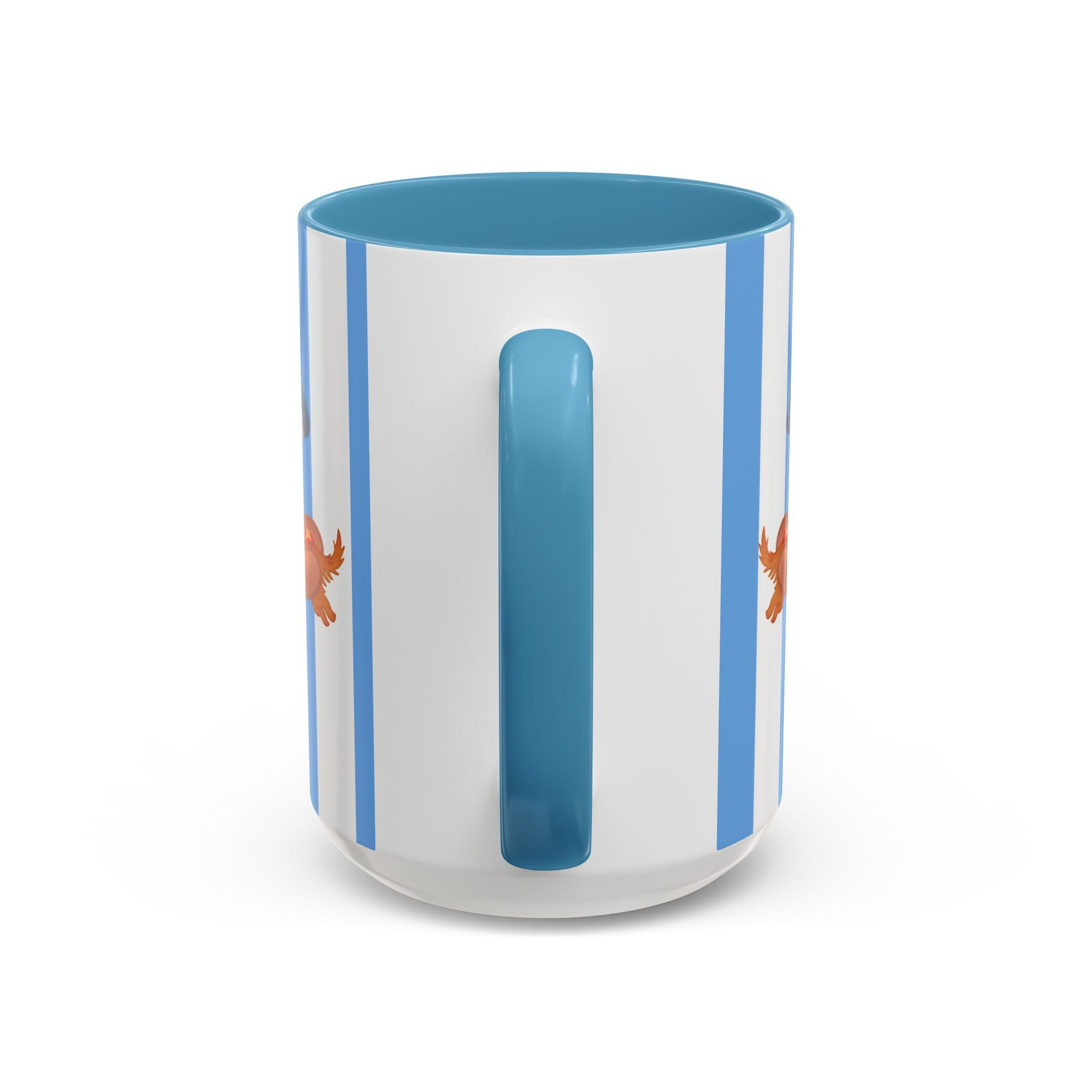 Hot Dog Dachshund Coffee Mug | Cute Wiener Dog with Beach Umbrella on Blue Stripes (11/15oz)