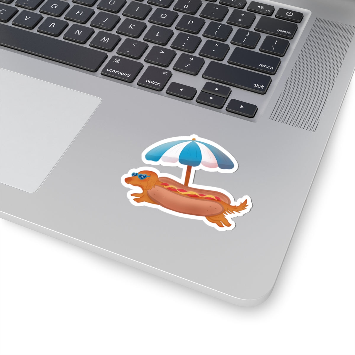 Dachshund Hot Dog Sticker | Summer Beach Pup Kiss-Cut Decal