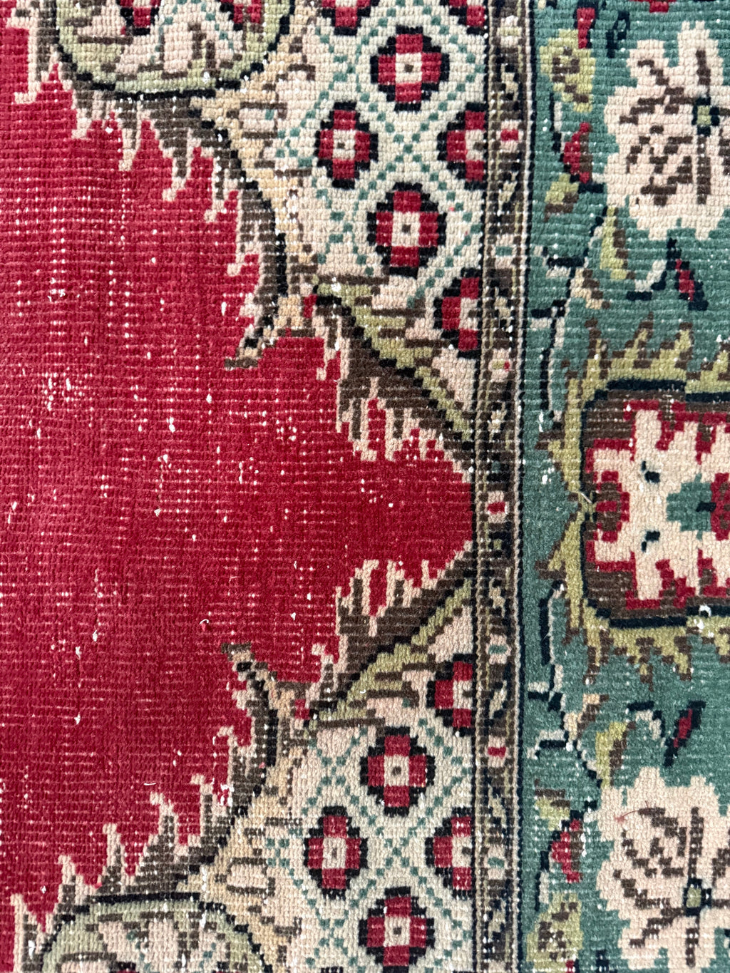 Vintage Rug Cat Scratchers Bright red flourishes