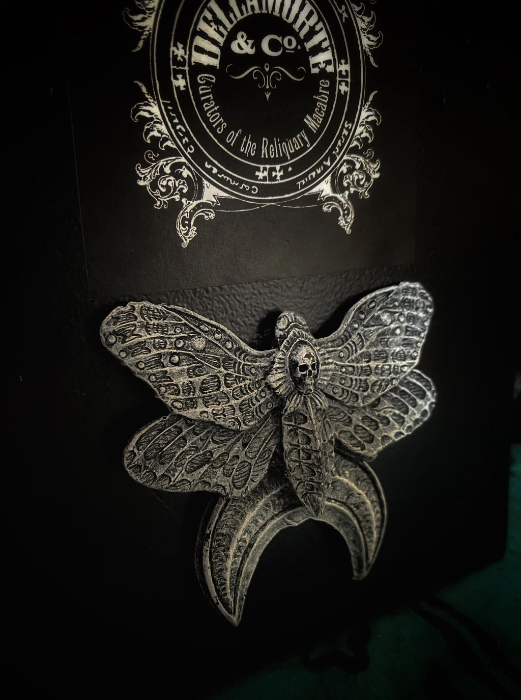 Death's Head Moth Magnet, Hand Painted Resin Sculpture | Gothic Fantasy Decor | Death Moth Magnet for Fantasy and Gothic Decor
