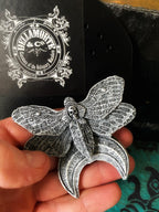 Death's Head Moth Magnet, Hand Painted Resin Sculpture | Gothic Fantasy Decor | Death Moth Magnet for Fantasy and Gothic Decor